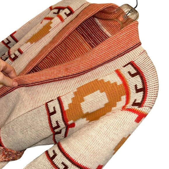 vintage1970's SABRA heavy knit self tying cardigan sweater w/ shawl collar M - Picture 2 of 3